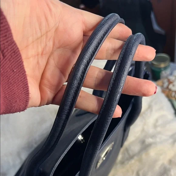 Furla Appaloosa leather hand bag in blue with a silver-tone twist-lock closure. - Picture 7 of 7